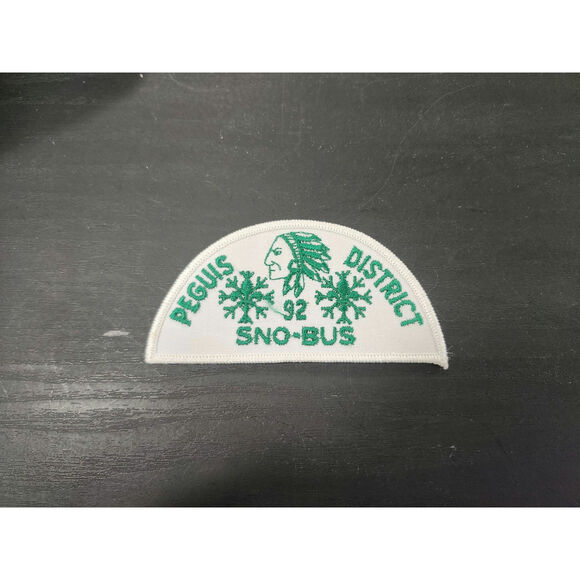 Vtg Peguis District 1992 Sno-Bus Patch Half Circle Indigenous Theme Scout Canada - Picture 1 of 3